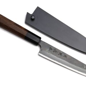 Yoshihiro Aogami Super Blue High Carbon Kurouchi Petty Kiritsuke Utility Knife (6'' (150mm) & Saya)