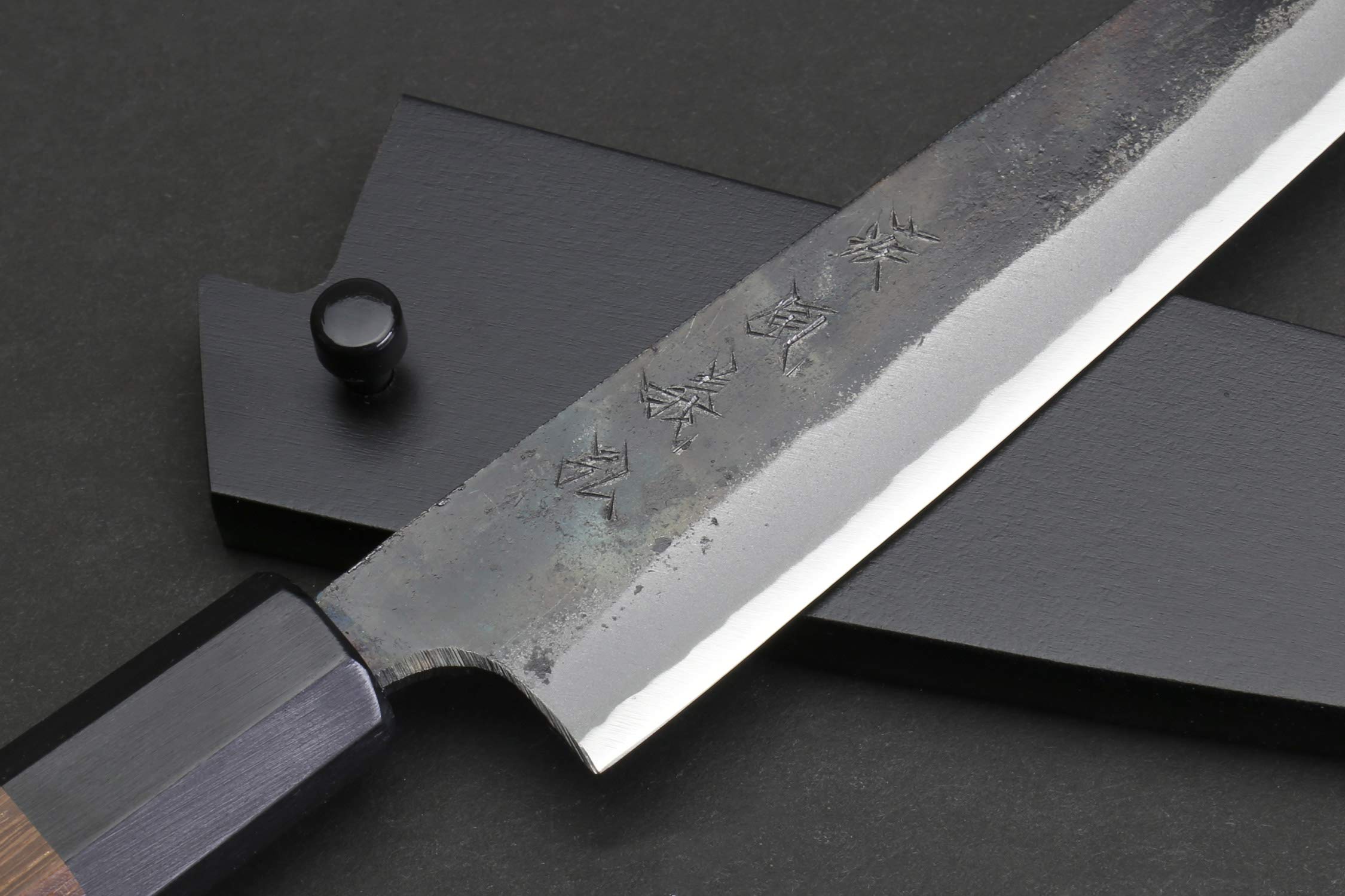 Yoshihiro Aogami Super Blue High Carbon Kurouchi Petty Kiritsuke Utility Knife (6'' (150mm) & Saya)