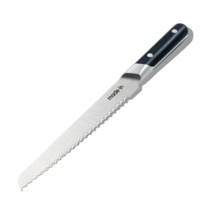 made in cookware - 9" inch bread knife - crafted in france - full tang with truffle black handle