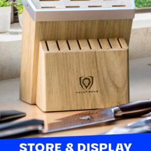 DALSTRONG Universal Knife Block - 23 Slots - Premium American Ash Wood - Aluminum Alloy Rim Kitchen Set - Lion Head Logo Badge - Premium Craftsmanship Knife Set - Angled For Ergonomics - Cleans Easily