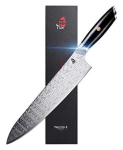 tuo chef knife 10 inch - pro kitchen cooking knife, aus-8 japanese stainless steel chef's knife with ergonomic g10 handle, japanese gyuto knife with gift box - falcon s series