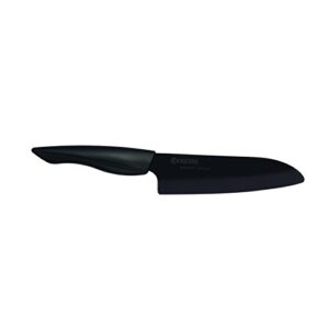 kyocera innovation series ceramic 6" chef's santoku knife with soft touch ergonomic handle, black blade, black handle