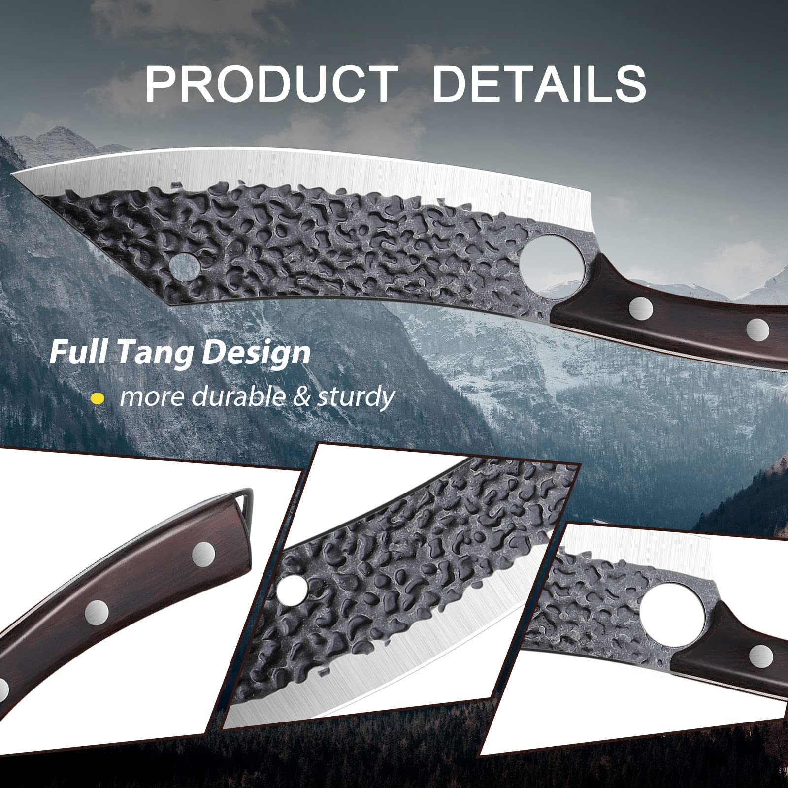 Purple Dragon Butcher Knife Ultra Sharp Chef Knife with 7 Inch Boning Knife Hand Forged Fillet Knife
