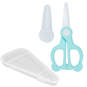 portable feeding aid scissors ceramic food supplement scissors with scissors cover storage box for supplies household(green)
