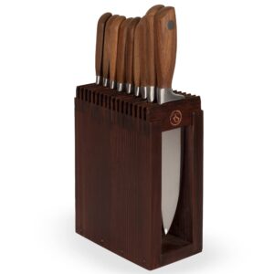rustic state seki wooden universal knife holder display block stand without knives countertop tabletop organizer storage walnut
