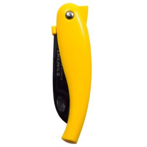 Seki Japan Folding Fruit Knife, Small Peeling Knife, 3.3-inch stainless steel blade with yellow plactic handle, for kitchen and outdoor