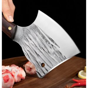 ZENG Meat Cleaver Knife, Butcher Knife, Cleaver Knife with Full Tang Handle, Hand Forged Chef Knife Stainless Steel Kitchen Knife for Camping Outdoor Restaurant