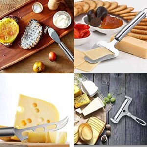 MTOMDY 4 Pieces Stainless Steel Wire Cheese Slicer with Cheese Plane Tool, Adjustable Thickness Cheese Cutter for Soft, Semi-Hard, Hard Cheeses Kitchen Cooking Tool
