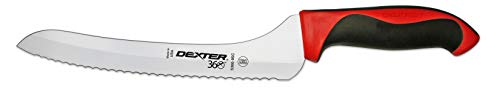 Dexter 9" Scalloped Offset Slicer, red Handle