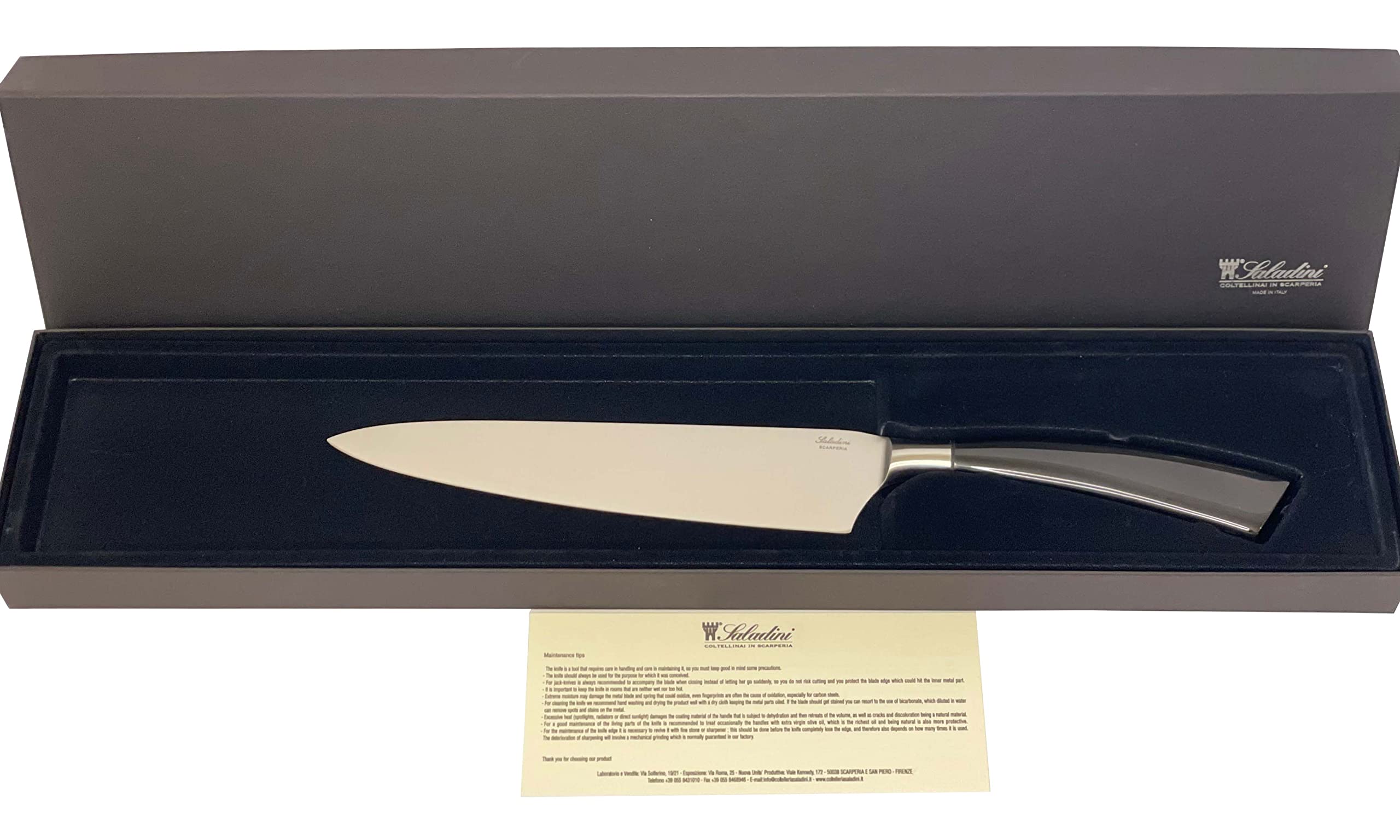 Coltelleria Saladini Stainless Steel Chef’s Knife with Buffalo Horn Handle, 8-Inch