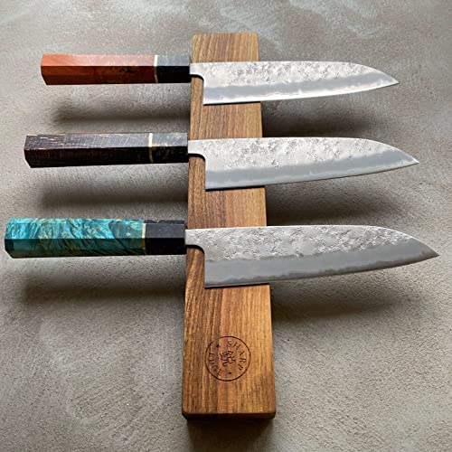 Generic Japanese Kitchen Knife Handle, Octagon, Stabilized Wood, Finished Scales, WA Unique Wooden Kyoto Sunset (Large), Orange
