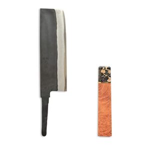 Generic Japanese Kitchen Knife Handle, Octagon, Stabilized Wood, Finished Scales, WA Unique Wooden Kyoto Sunset (Large), Orange