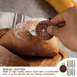 LNQ LUNIQI 1Pcs Round Bread Lame Cutter Wooden Bread Lame Dough Scoring Knife Dough Making Slasher Tools with 5 Blades for Home Kitchen Bread Baking Homemade (Style 1)