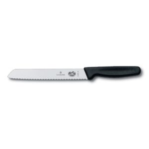 victorinox fibrox pro 7-inch chef's knife with serrated edge and black handle