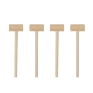 meprotal 4pcs wooden crab lobster mallets seafood shellfish mallet wooden hammers (2.8x5.5x18cm)
