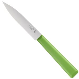opinel les essentials+ no. 312 paring knife, corrosion resistant + dishwasher safe, made in france, green