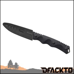 DFACKTO Interceptor 3.5 Inch Paring Knife for Kitchen and Camping, Stonewashed High Carbon Stainless Steel, Tactical G10 Handle, Black, BBQ, Cooking Utensil for Travel