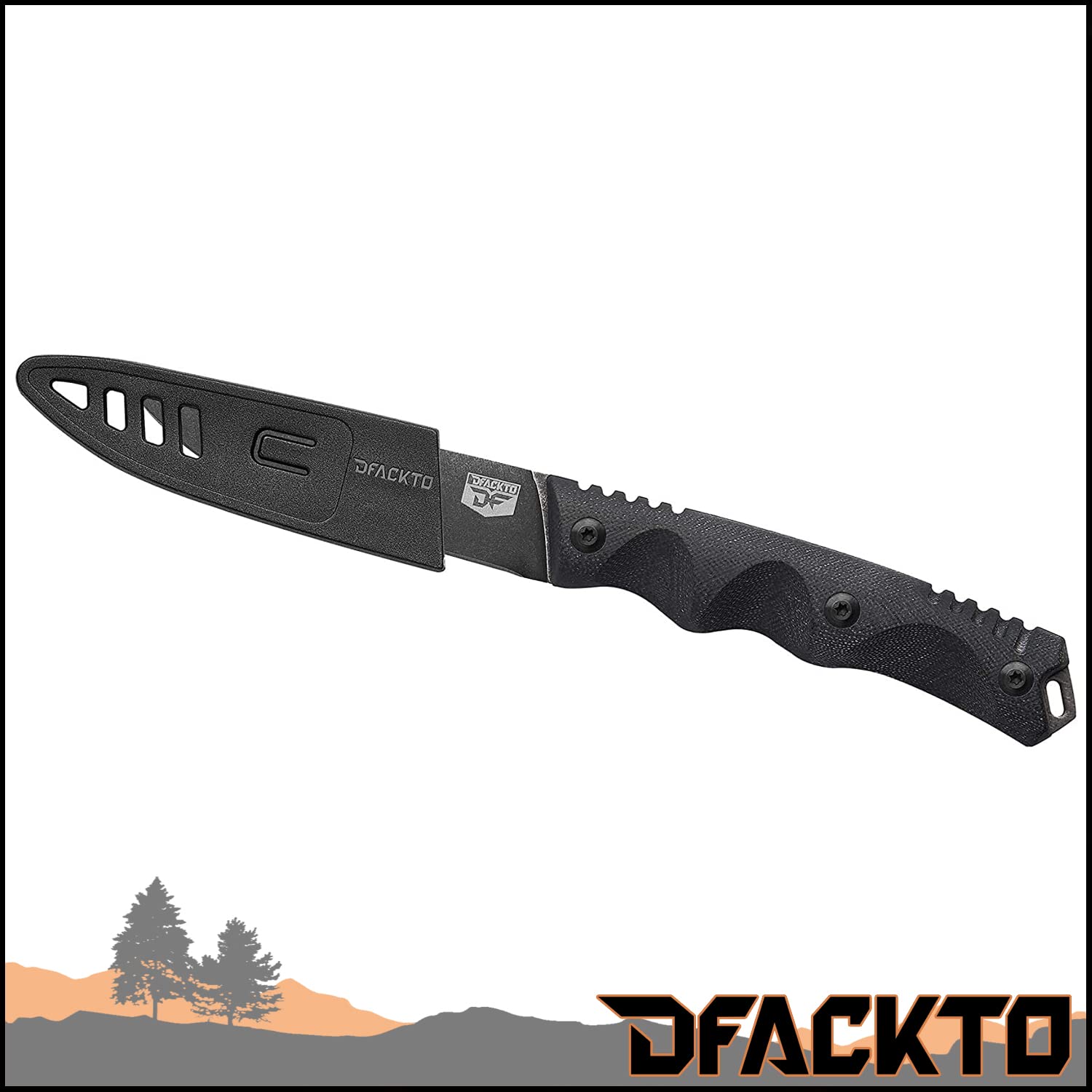 DFACKTO Interceptor 3.5 Inch Paring Knife for Kitchen and Camping, Stonewashed High Carbon Stainless Steel, Tactical G10 Handle, Black, BBQ, Cooking Utensil for Travel