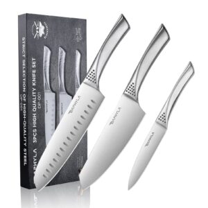 daphyla kitchen knife set,3pcs chef knife,ultra sharp high carbon stainless steel knives with gift box,dishwasher safe for cooking