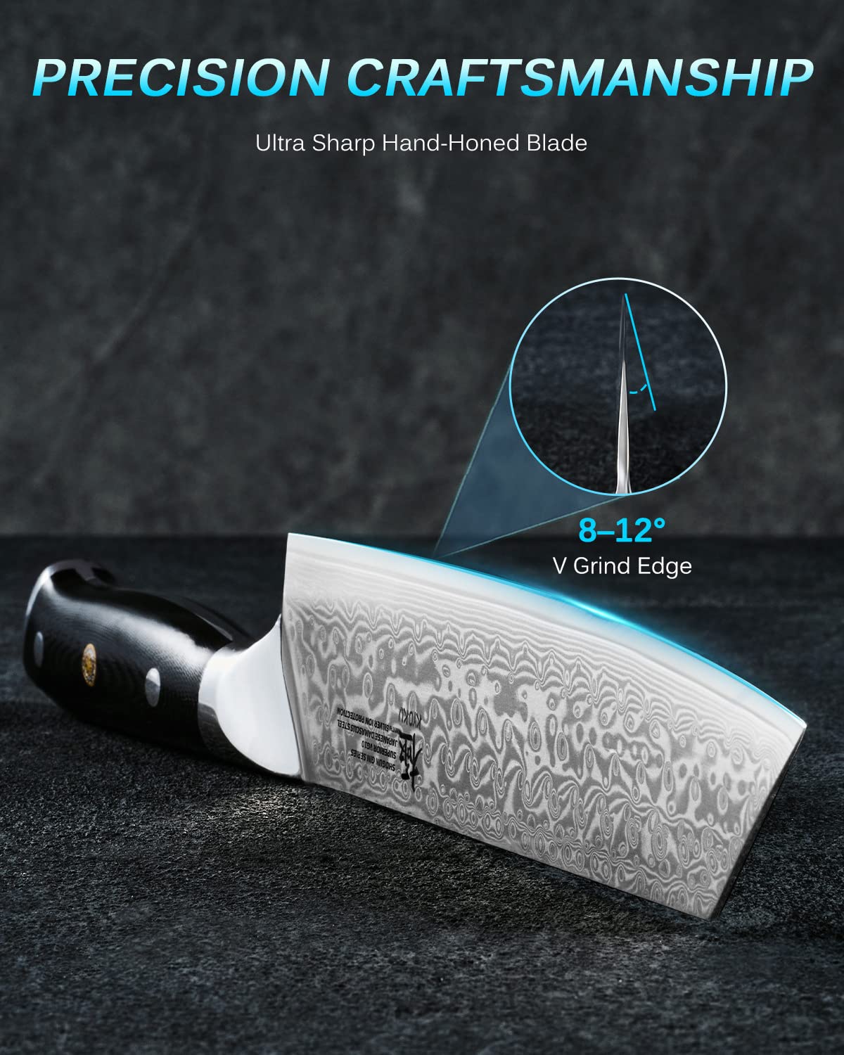 KYOKU Kiritsuke Chef Knife - Gin Series - 8.5" Multipurpose Professional Chef Knife, Japanese VG10 Damascus Stainless Steel Kitchen Knife with Silver Ion Blade G10 Handle Mosaic Pin