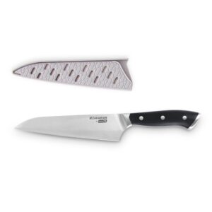 dash zakarian 7" chef knife, high carbon german stainless steel kitchen knife with sheath, black