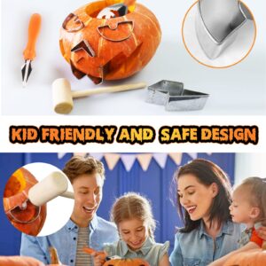 JUSTOTRY Pumpkin Carving Kit with Hammer Safe for kids, Halloween Pumpkin Cutter Tools, Durable Stainless Steel Non-knife Shaped Stencils, Pumpkin Carving Set for Adults, 23 PCS