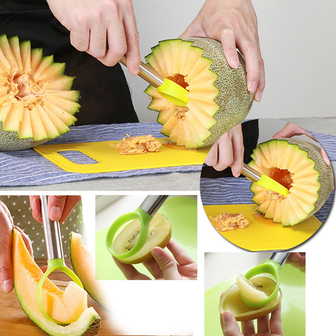 Coralpearl Garnish Shape Tool Set for Fruit Vegetable:Melon Baller Scoop,Apple Corer Slicer Remover,Carving Cutter Knife,Dig Pulp Separator,Citrus Lemon Peeler,Chopping Board,Forks Kitchen Gadget (9)