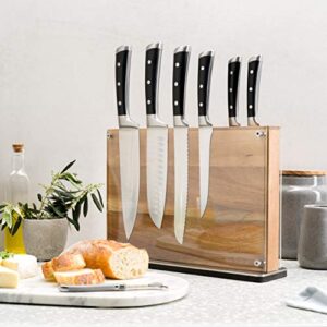 Stylish Large Magnetic Knife Holder - Holds 16+ Knives | Acacia Wooden Knife Block Without Knives | Wide Kitchen Magnetic Knife Holder | Double Sided Kitchen Knife Storage Organizer Block