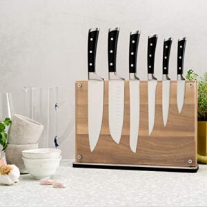 Stylish Large Magnetic Knife Holder - Holds 16+ Knives | Acacia Wooden Knife Block Without Knives | Wide Kitchen Magnetic Knife Holder | Double Sided Kitchen Knife Storage Organizer Block