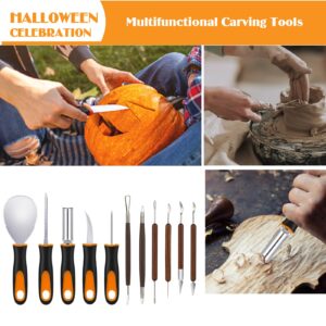 NESSTU Pumpkin Carving Kit with Stencils, 28 PCS Halloween Pumpkin Carving Tools, Professional Pumpkin Carving Set, Heavy Duty Stainless Steel Jack-O-Lanterns Pumpkin Carving Knife for Kids Adults