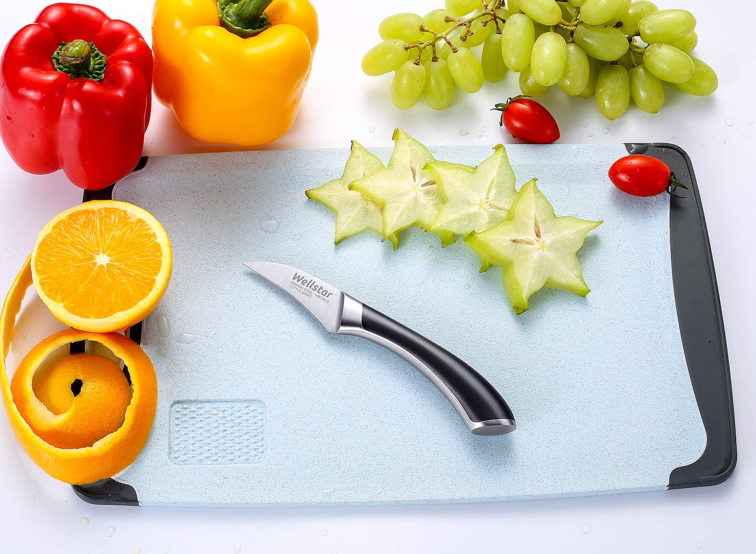 Birds Beak Paring Knife, WELLSTAR 2.75 Inch Potato Tourne Peeling Knife, Super Sharp German Stainless Steel Forged Blade and Full Tang Handle for Fruit and Vegetable Garnishing Cutting, C-Style Series