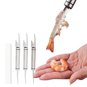 ywhwxb 5 in 1 shrimp line fish maw knife - multifunctional stainless steel fish scale planer, double-row shrimp cleaner knife,shrimp deveiner tool for home kitchen,3pcs