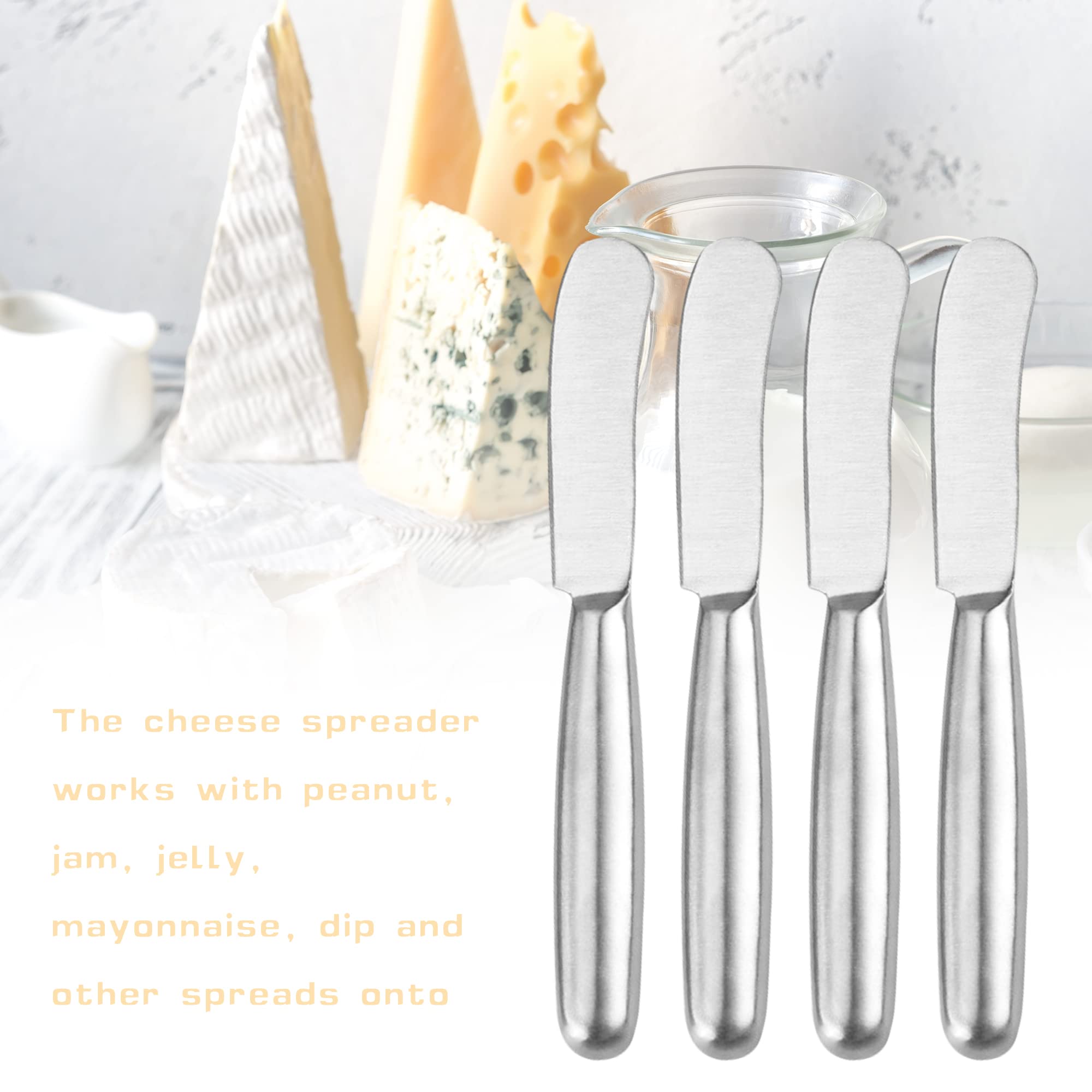 VANRA Spreader Knife Set 4-Piece Butter Knife Stainless Steel Cheese Knife Set for Jams and Cream 8.4-inch