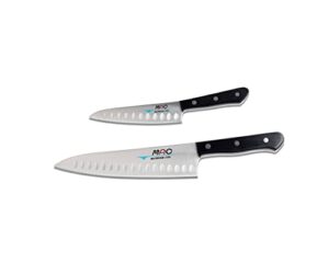 mac knife chef series 2-piece starter knife set th-201, th-80 chef series 8" chef's knife w/dimples and th-50 chef series 5" paring knife w/dimples, handcrafted in seki, japan