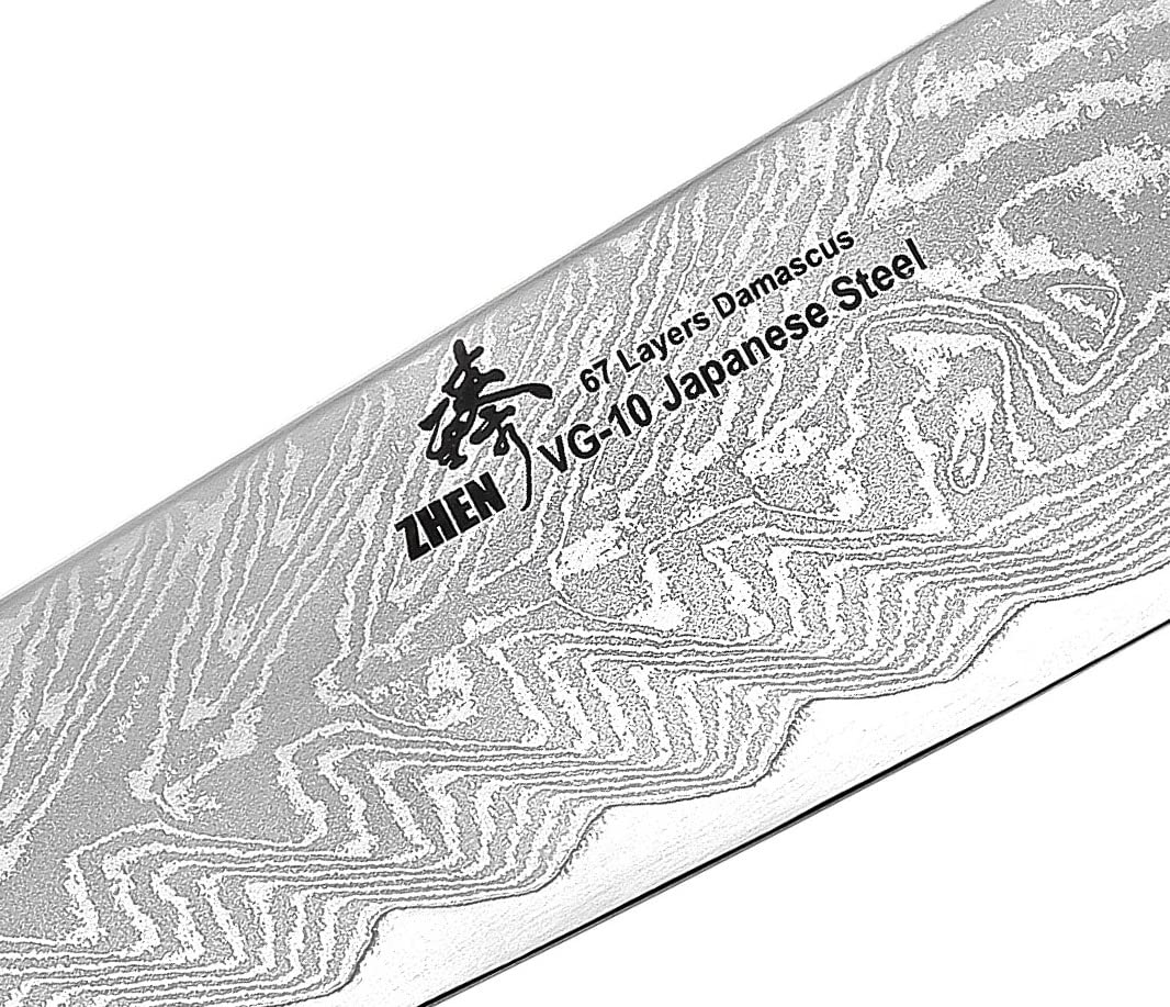 ZHEN D5P Japanese VG-10 67 Layers Damascus Steel Chef Knife 8-inch Cutlery , Brown