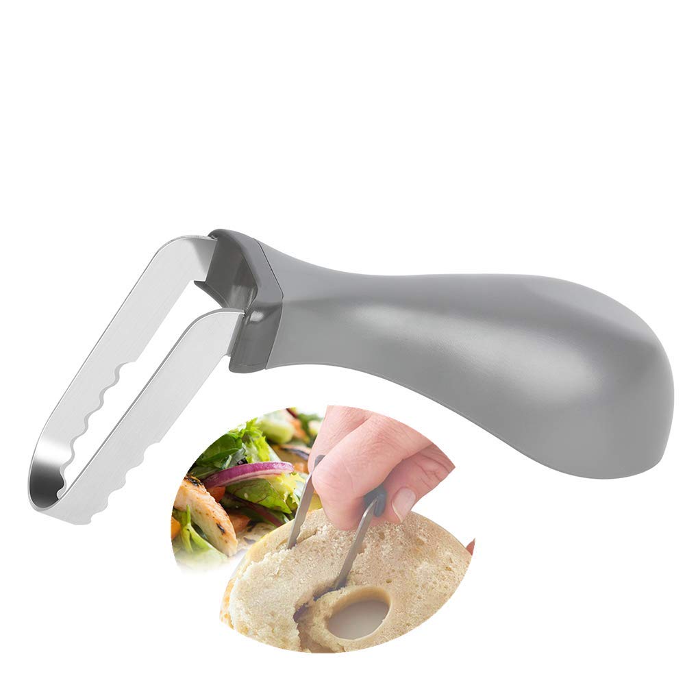 MBZ Bread Scooper,Bagel Scooper with Comfortably Grip to Make Room or Serrate Edge for Bread,Bagel.QuickandEasy, Light Gray