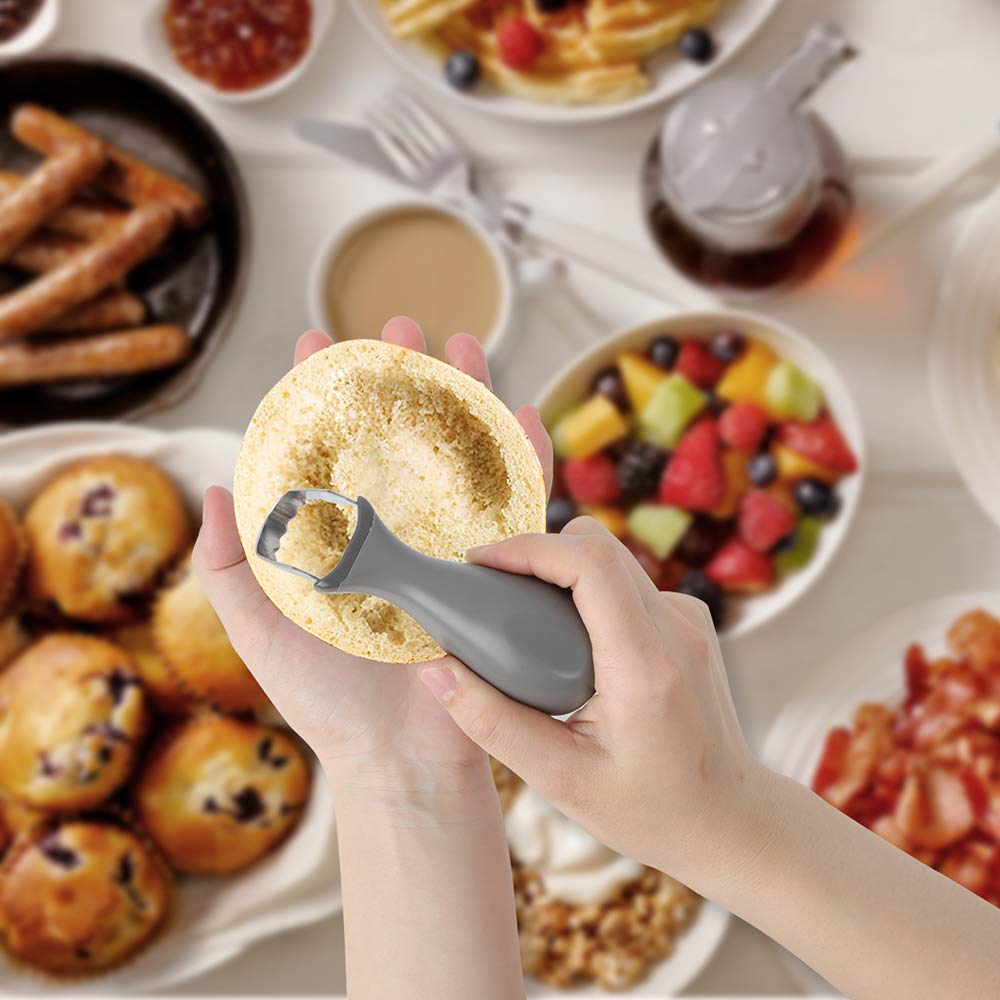 MBZ Bread Scooper,Bagel Scooper with Comfortably Grip to Make Room or Serrate Edge for Bread,Bagel.QuickandEasy, Light Gray