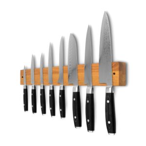 knife magnetic strip, magnetic knife holder for wall, powerful wood hanger knife bar for kitchen knives & tools