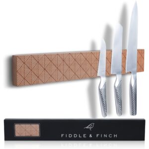 Magnetic Strip Knife Holder – Etched Wood Knife Rack or Bar with Hardware for Hanging & Wall Mounting. – Kitchen Utensil Organizer & Storage by Fiddle & Finch, 16 Inch. Diamond Daze