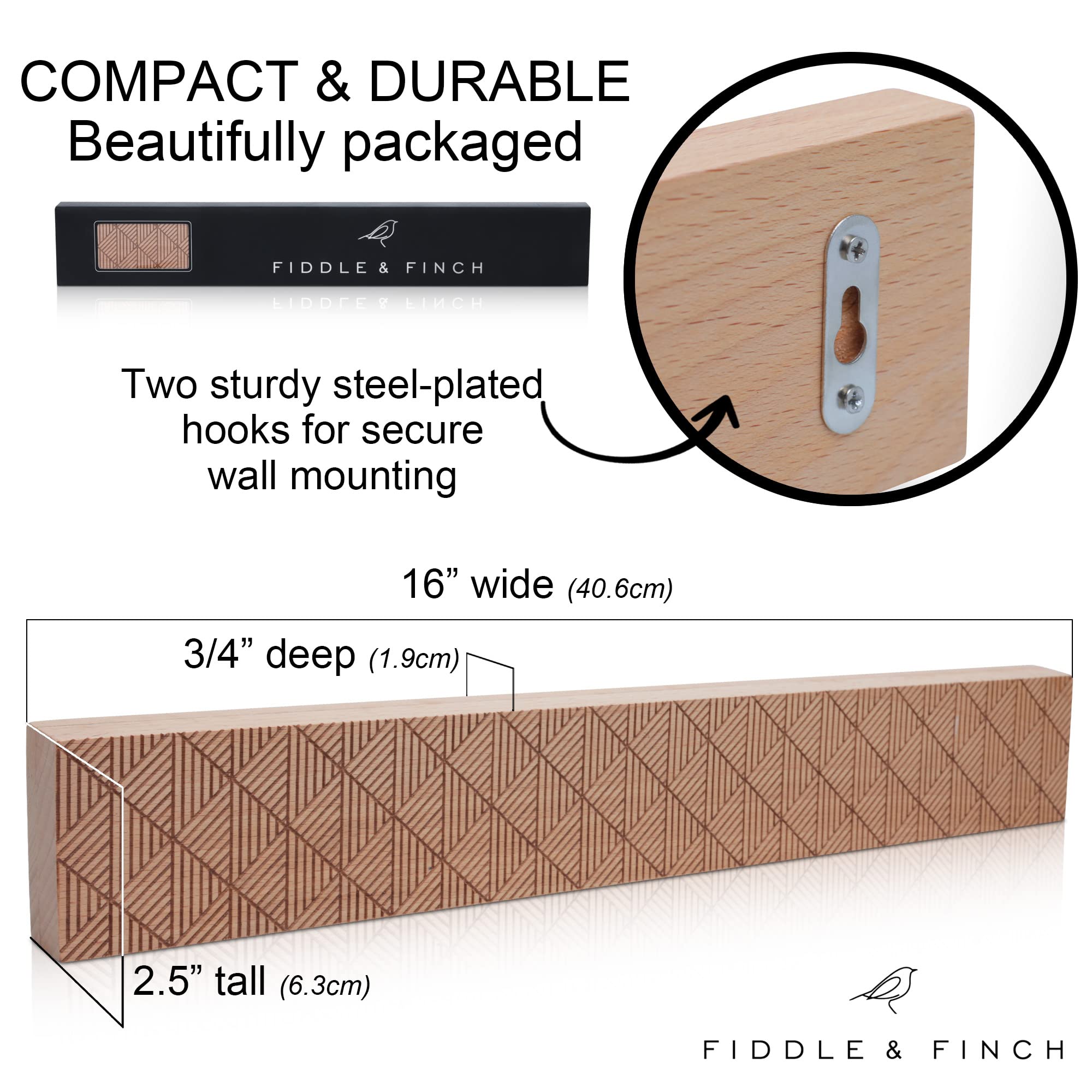 Magnetic Strip Knife Holder – Etched Wood Knife Rack or Bar with Hardware for Hanging & Wall Mounting. – Kitchen Utensil Organizer & Storage by Fiddle & Finch, 16 Inch. Diamond Daze