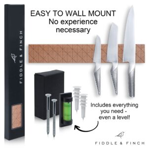 Magnetic Strip Knife Holder – Etched Wood Knife Rack or Bar with Hardware for Hanging & Wall Mounting. – Kitchen Utensil Organizer & Storage by Fiddle & Finch, 16 Inch. Diamond Daze