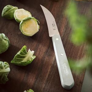 Opinel Les Essentials Small Kitchen 4 Piece Knife Set - Paring Knife, Serrated Knife, Peeler, Vegetable Knife, Corrosion Resistant High Carbon Steel, Made in France (Primavera)
