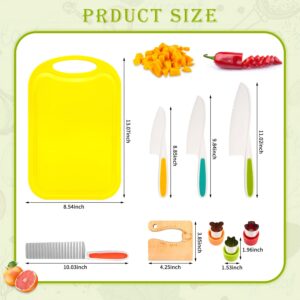 ADIMA 9 Pieces Kids Kitchen Knife Set Cooking Toddler Knife Set Include 3 Toddler Knives with Serrated Edges, Cutting Boards, Crinkle Cutter, wooden crocodile slicer for Kids Safe Knife Set