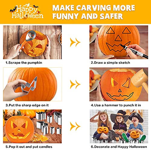 Pumpkin-Carving-Kit,Halloween-Decorations-Pumpkin-Carving-Tools with Stencils for Kids Adults Family DIY,11PCS Heavy Duty Stainless Steel Pumpkin Carving Set Carver Tool Outdoor Gifts for Halloween