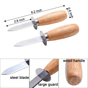 DOMG Oyster Knife Shucker Set, Wood Handle Oyster Shucking Knife and Cut-resistant Gloves, Clam Shellfish Seafood Opener Kit Tools(2 Knives+1 Pair Gloves M)