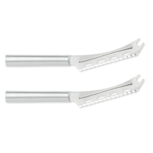 rada cheese knife – stainless steel steel serrated edge with aluminum handle, made in the usa, 9-5/8, pack of 2