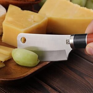 YQ Premium Cheese Knife for Charcuterie Boards,Multipurpose Cheese Cutter Cheese Cleaver,Hard Cheese Cutting Knife,3.2" Colorful Wooden Handle,Gift Box