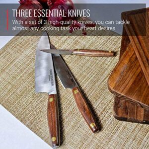 Virginia Boys Kitchens 3 Piece Chef Knife Set - Made in USA 420 High Carbon Stainless Steel - Chef, Utilty, Paring Knives