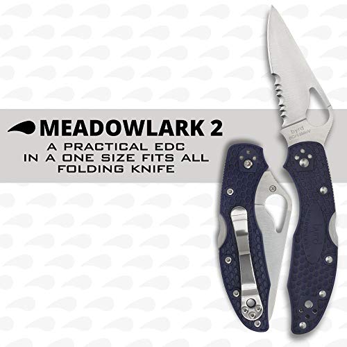 Spyderco Byrd Meadowlark 2 Lightweight Knife with 2.90" Stainless Steel Blade and Blue Non-Slip FRN Handle - CombinationEdge - BY04PSBL2