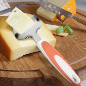 KUFUNG Cheese Slicer Stainless Steel Cheese Knife Heavy Duty Plane Cheese Cutter, Shaver, Server For Semi-Soft, Semi-Hard Cheese (7.2 inch, Blue)